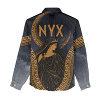 Greek Mythology Nyx Women Casual Shirt Starry Night Classical Art Greek Key Pattern