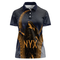Greek Mythology Nyx Women Polo Shirt Starry Night Classical Art Greek Key Pattern