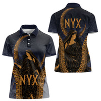 Greek Mythology Nyx Women Polo Shirt Starry Night Classical Art Greek Key Pattern