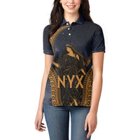 Greek Mythology Nyx Women Polo Shirt Starry Night Classical Art Greek Key Pattern