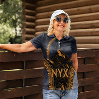 Greek Mythology Nyx Women Polo Shirt Starry Night Classical Art Greek Key Pattern