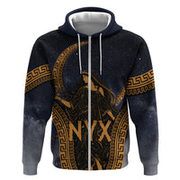 Greek Mythology Nyx Zip Hoodie Starry Night Classical Art Greek Key Pattern