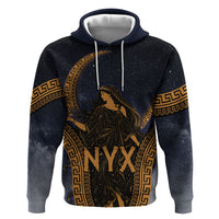 Greek Mythology Nyx Zip Hoodie Starry Night Classical Art Greek Key Pattern