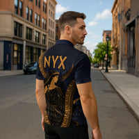 Greek Mythology Nyx Zipper Polo Shirt Starry Night Classical Art Greek Key Pattern