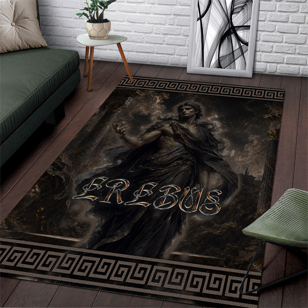 Greek Mythology Erebus Area Rug God Of Darkness Classical Art Greek Key Pattern