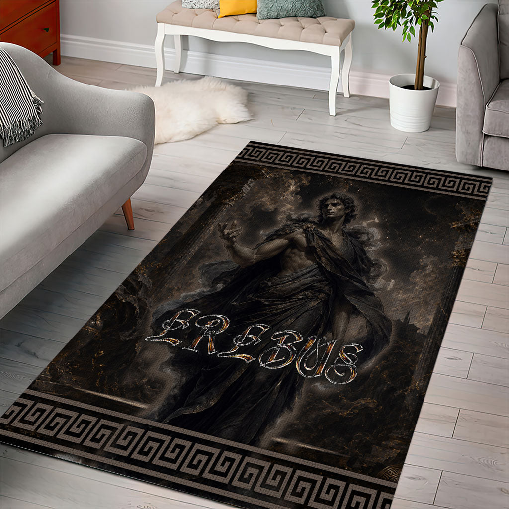 Greek Mythology Erebus Area Rug God Of Darkness Classical Art Greek Key Pattern