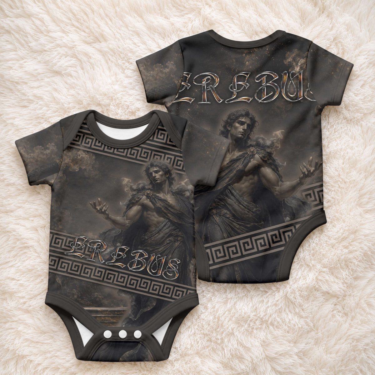 Greek Mythology Erebus Baby Onesie God Of Darkness Classical Art Greek Key Pattern