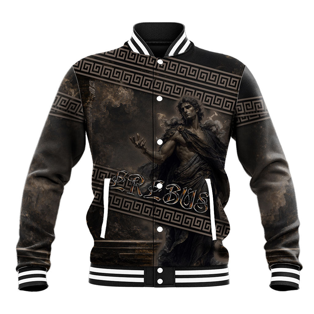 Greek Mythology Erebus Baseball Jacket God Of Darkness Classical Art Greek Key Pattern