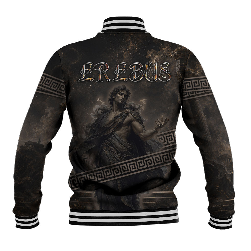 Greek Mythology Erebus Baseball Jacket God Of Darkness Classical Art Greek Key Pattern