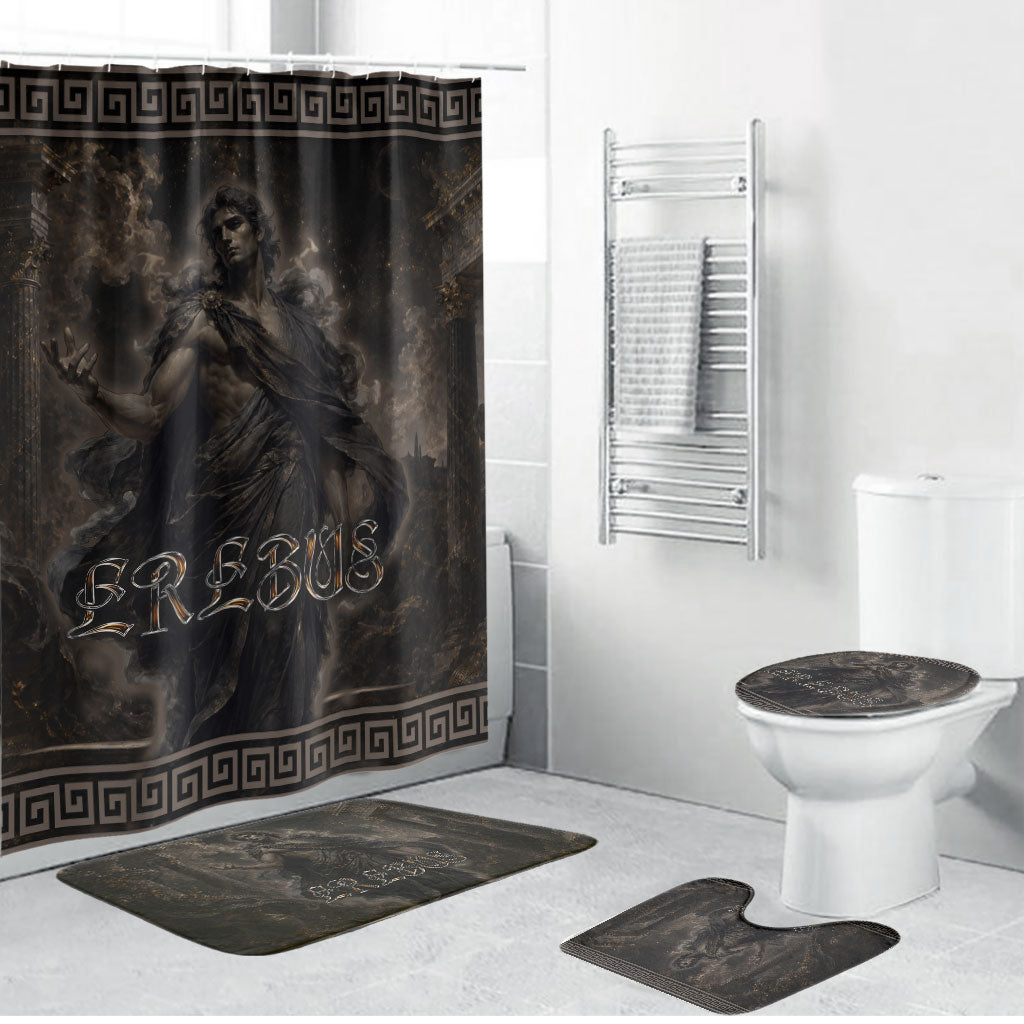 Greek Mythology Erebus Bathroom Set God Of Darkness Classical Art Greek Key Pattern