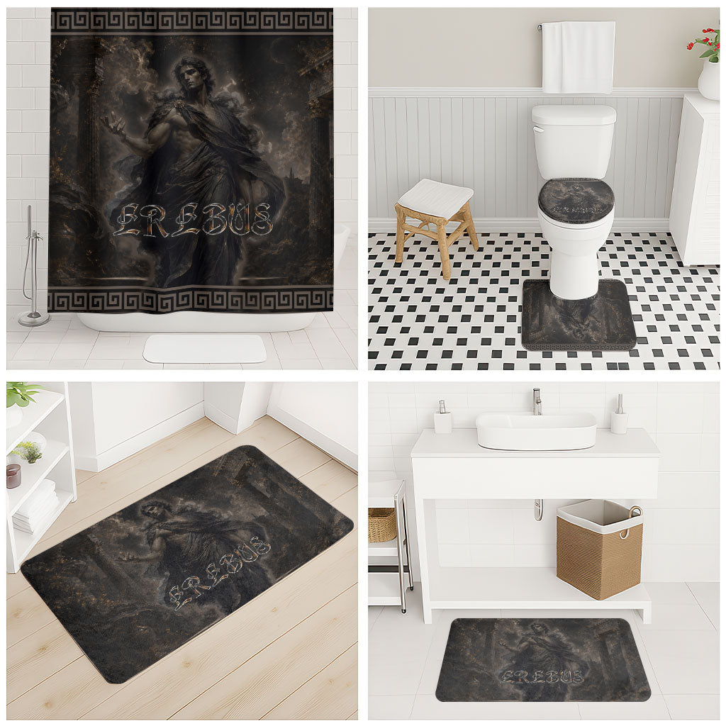 Greek Mythology Erebus Bathroom Set God Of Darkness Classical Art Greek Key Pattern