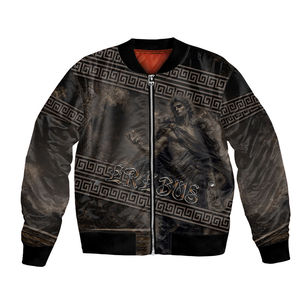 Greek Mythology Erebus Bomber Jacket God Of Darkness Classical Art Greek Key Pattern