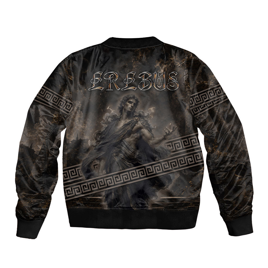 Greek Mythology Erebus Bomber Jacket God Of Darkness Classical Art Greek Key Pattern