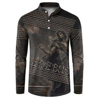 Greek Mythology Erebus Button Sweatshirt God Of Darkness Classical Art Greek Key Pattern