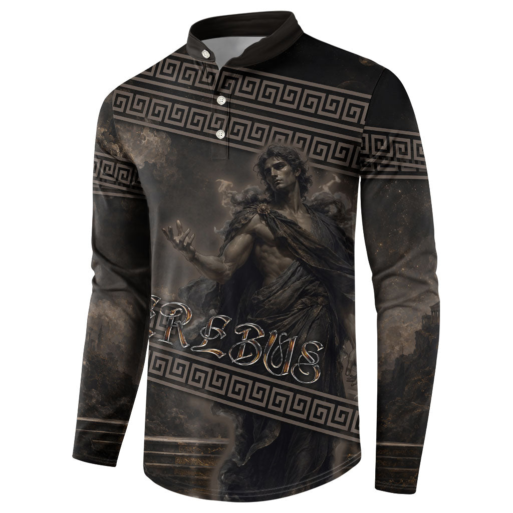 Greek Mythology Erebus Button Sweatshirt God Of Darkness Classical Art Greek Key Pattern