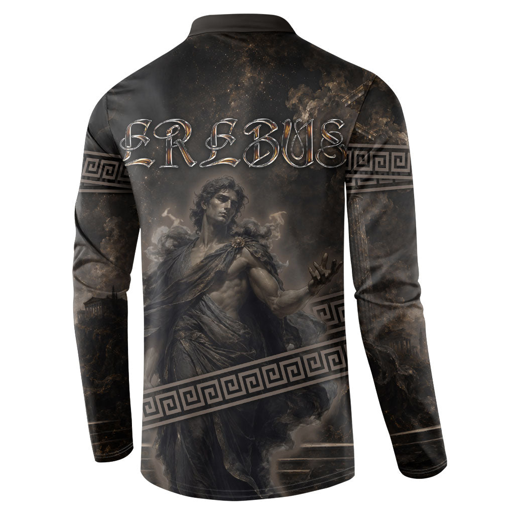 Greek Mythology Erebus Button Sweatshirt God Of Darkness Classical Art Greek Key Pattern