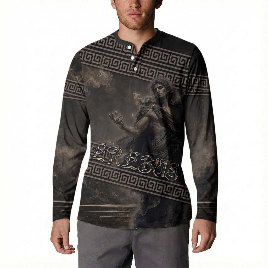 Greek Mythology Erebus Button Sweatshirt God Of Darkness Classical Art Greek Key Pattern