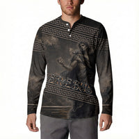 Greek Mythology Erebus Button Sweatshirt God Of Darkness Classical Art Greek Key Pattern