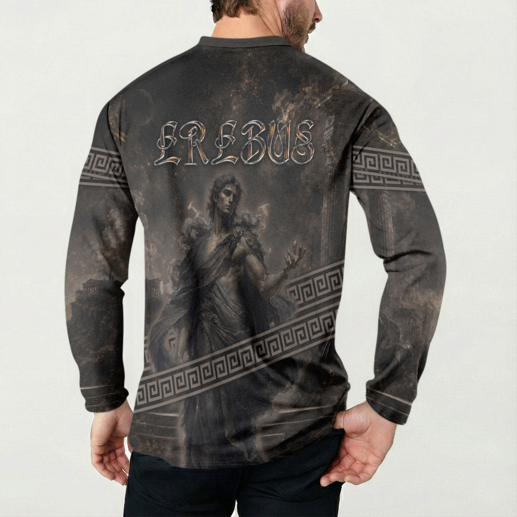 Greek Mythology Erebus Button Sweatshirt God Of Darkness Classical Art Greek Key Pattern