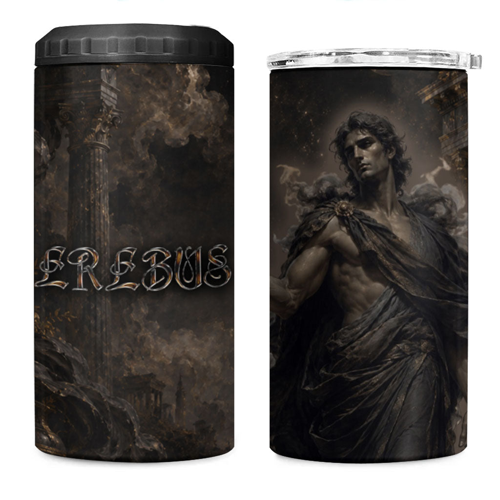 Greek Mythology Erebus 4 in 1 Can Cooler Tumbler God Of Darkness Classical Art Greek Key Pattern