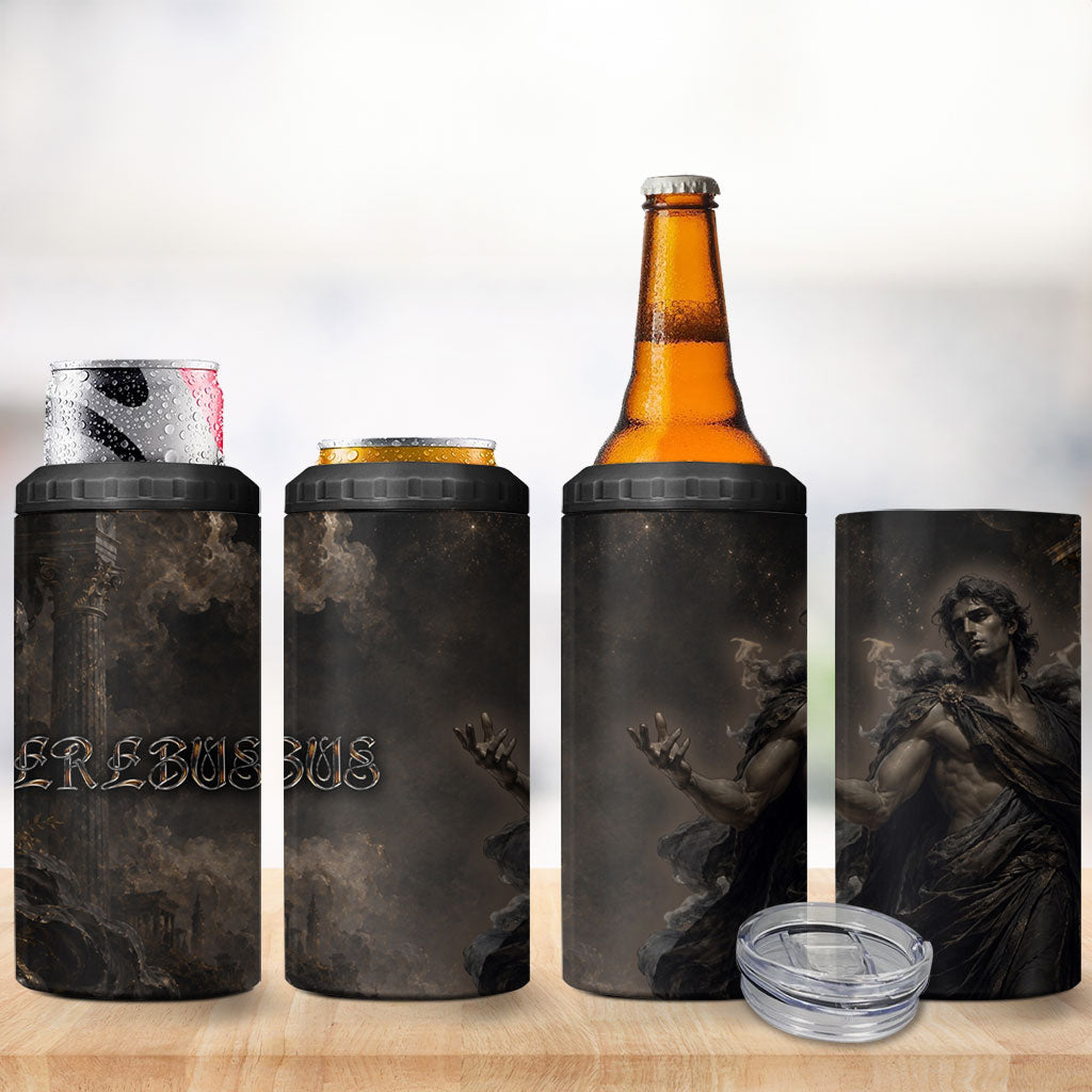 Greek Mythology Erebus 4 in 1 Can Cooler Tumbler God Of Darkness Classical Art Greek Key Pattern