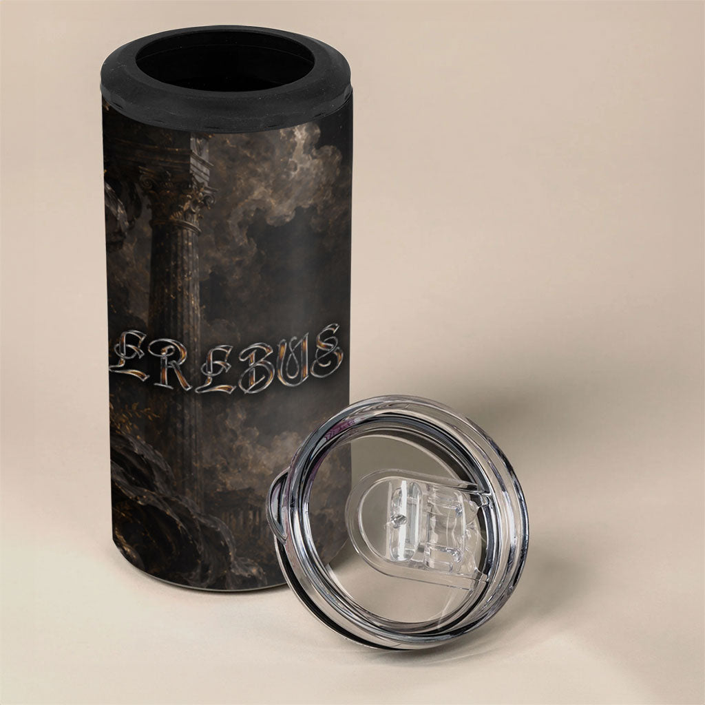 Greek Mythology Erebus 4 in 1 Can Cooler Tumbler God Of Darkness Classical Art Greek Key Pattern