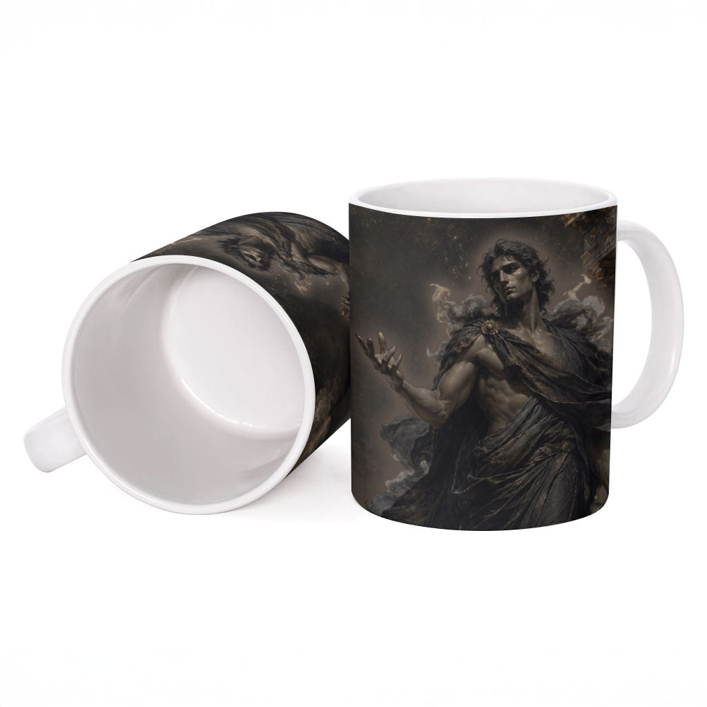 Greek Mythology Erebus Ceramic Mug God Of Darkness Classical Art Greek Key Pattern