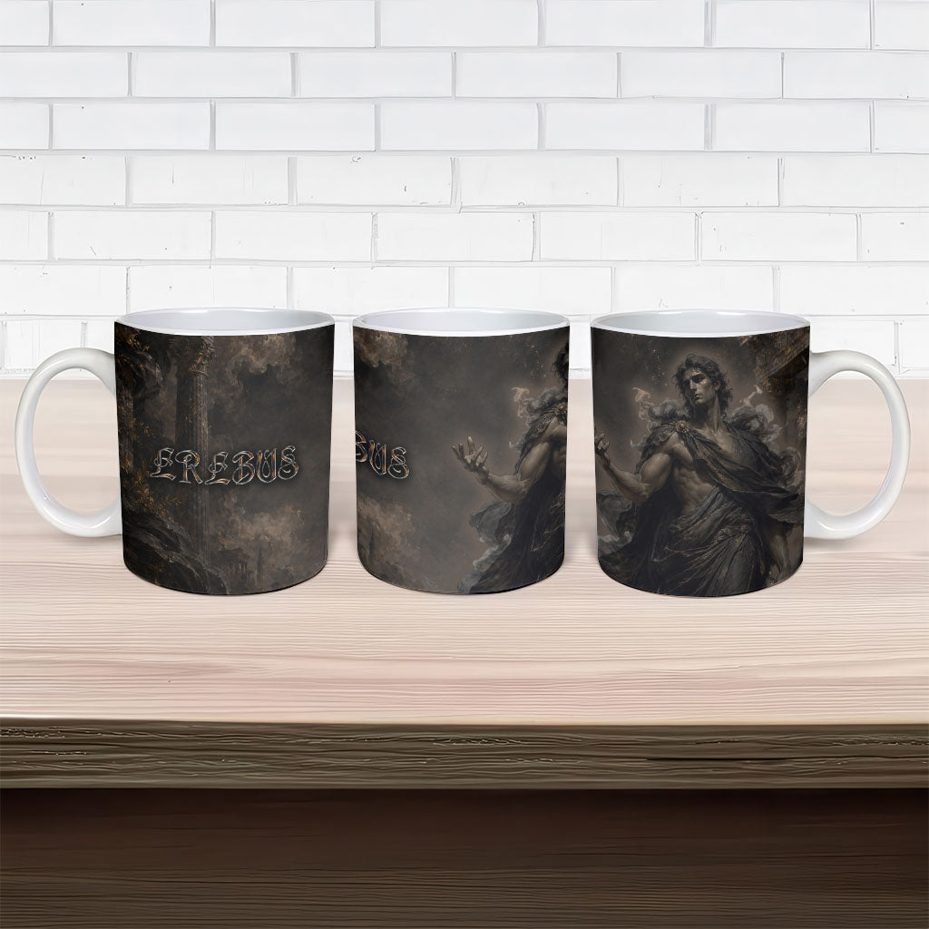 Greek Mythology Erebus Ceramic Mug God Of Darkness Classical Art Greek Key Pattern