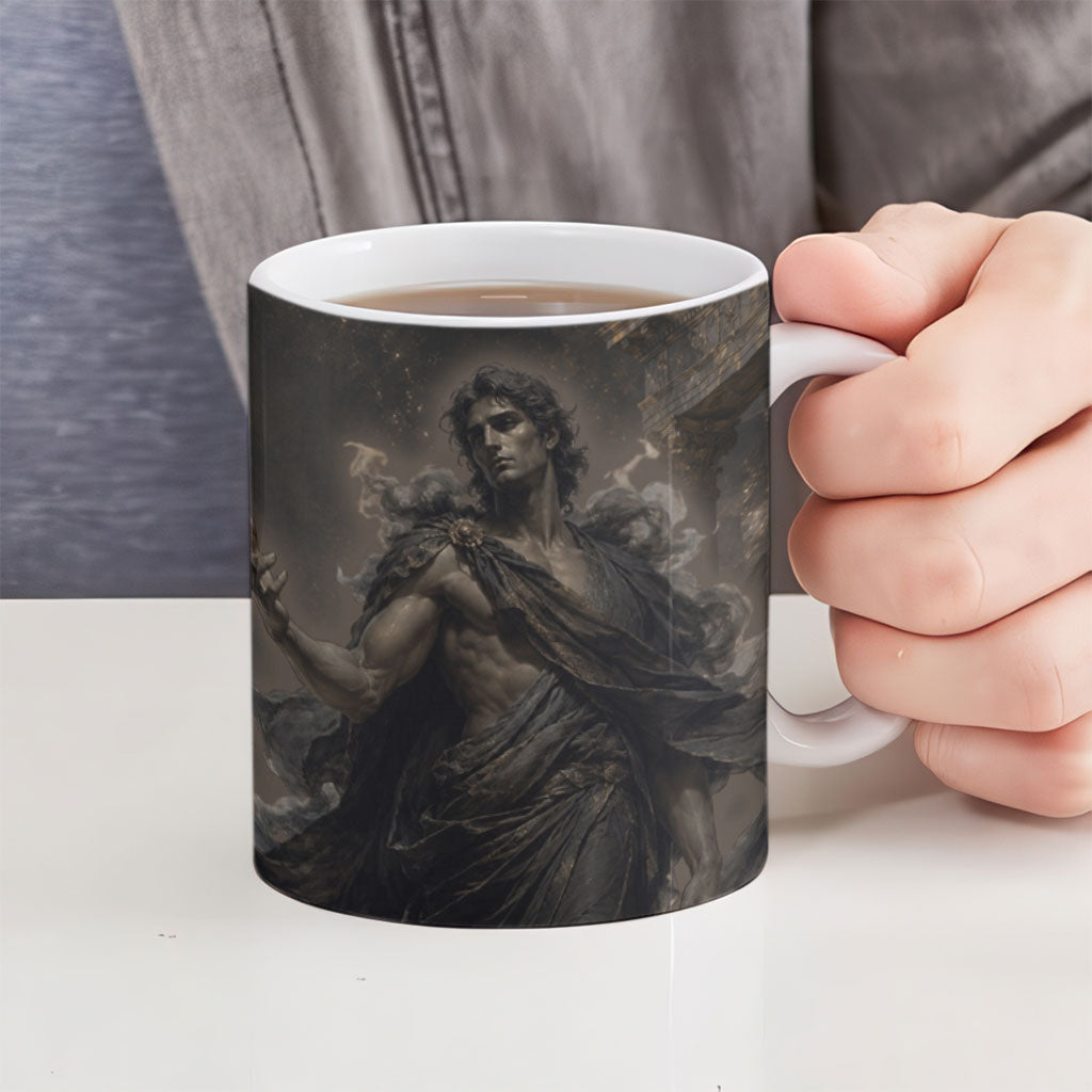 Greek Mythology Erebus Ceramic Mug God Of Darkness Classical Art Greek Key Pattern