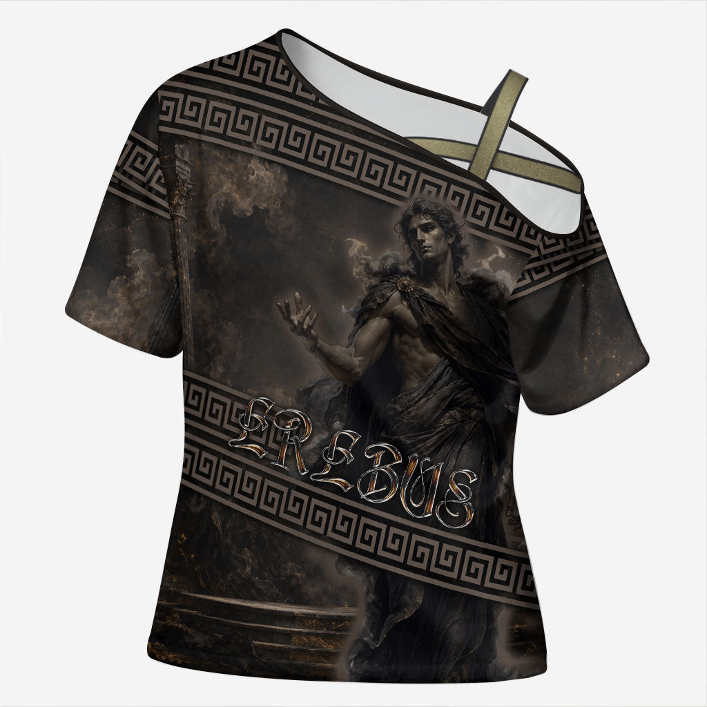 Greek Mythology Erebus Cross Shoulder Shirt God Of Darkness Classical Art Greek Key Pattern