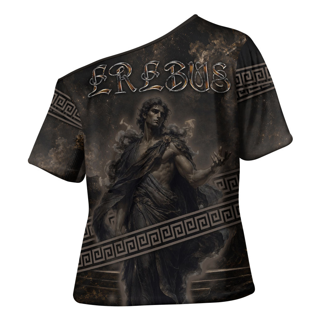 Greek Mythology Erebus Cross Shoulder Shirt God Of Darkness Classical Art Greek Key Pattern