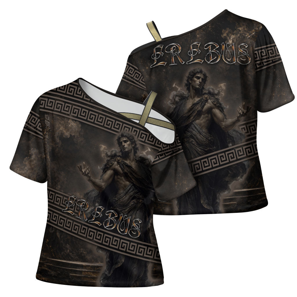Greek Mythology Erebus Cross Shoulder Shirt God Of Darkness Classical Art Greek Key Pattern