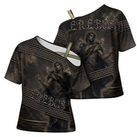 Greek Mythology Erebus Cross Shoulder Shirt God Of Darkness Classical Art Greek Key Pattern