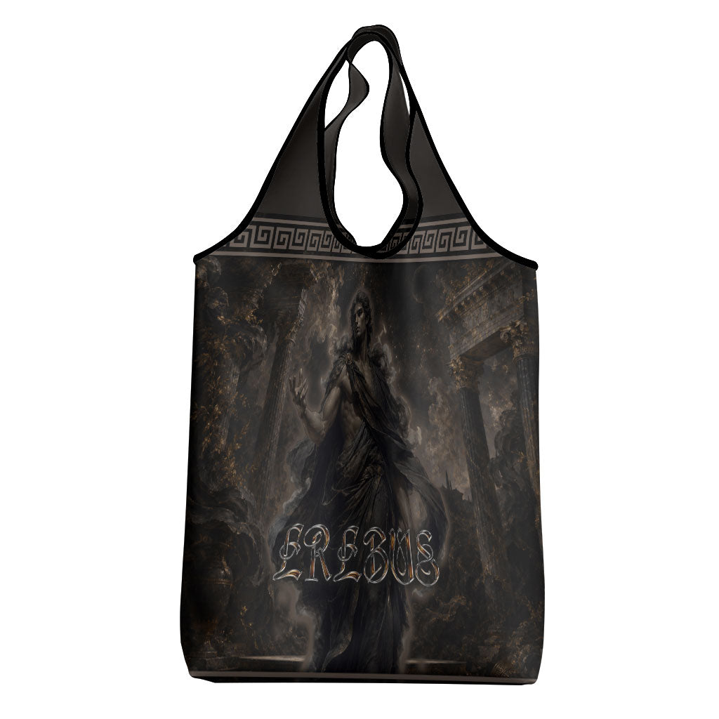 Greek Mythology Erebus Grocery Bag God Of Darkness Classical Art Greek Key Pattern