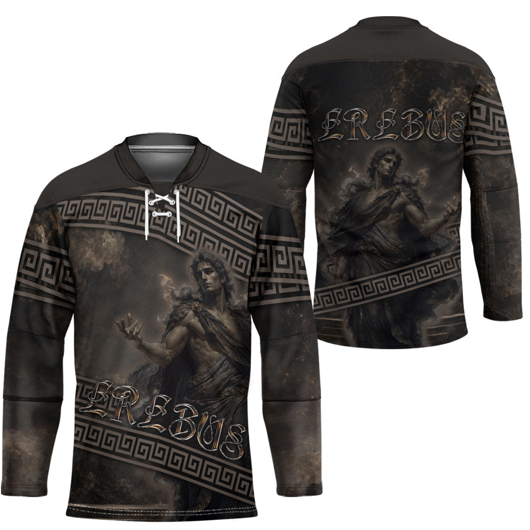 Greek Mythology Erebus Hockey Jersey God Of Darkness Classical Art Greek Key Pattern