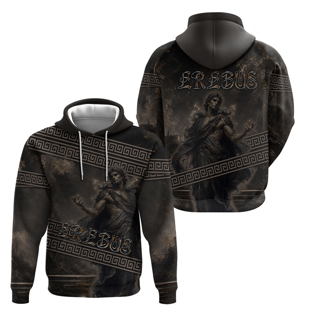 Greek Mythology Erebus Hoodie God Of Darkness Classical Art Greek Key Pattern
