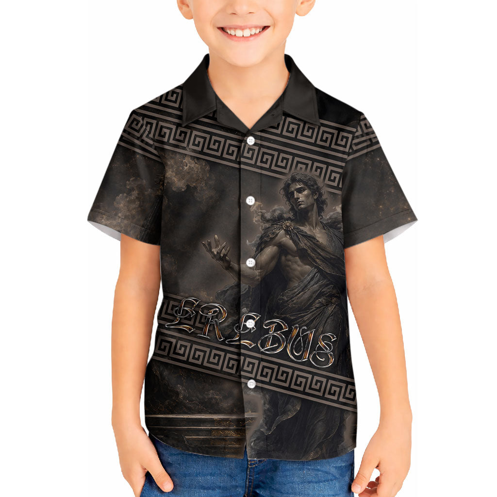 Greek Mythology Erebus Kid Hawaiian Shirt God Of Darkness Classical Art Greek Key Pattern