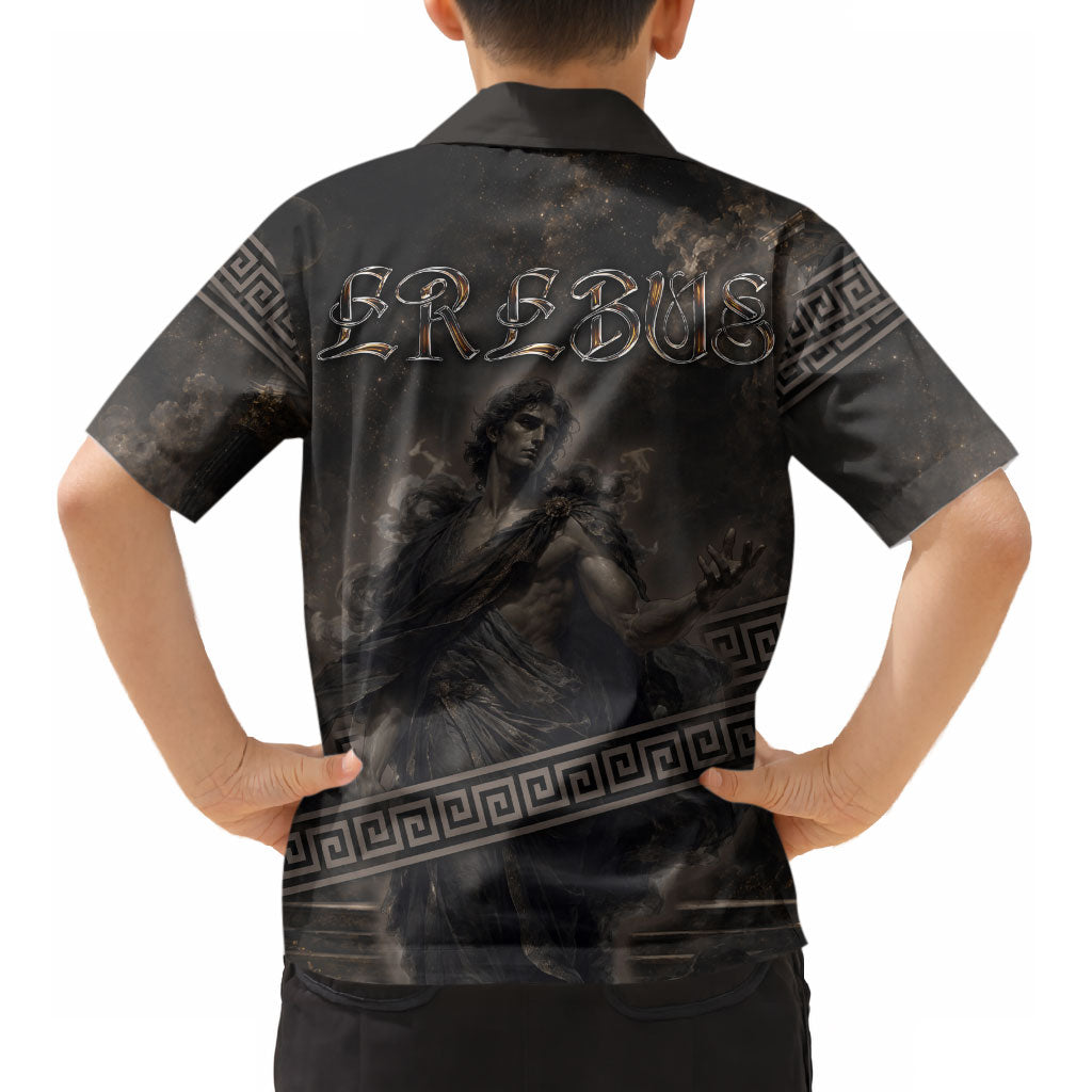 Greek Mythology Erebus Kid Hawaiian Shirt God Of Darkness Classical Art Greek Key Pattern