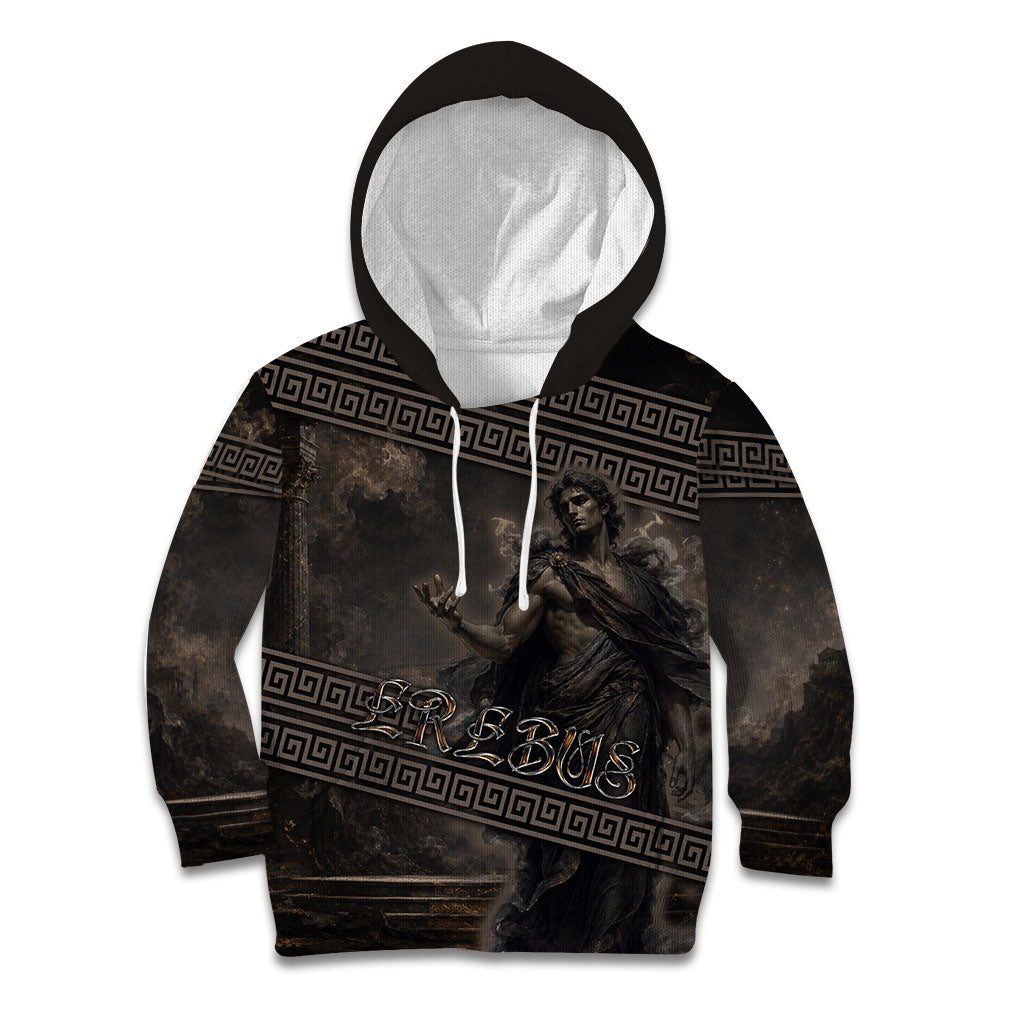 Greek Mythology Erebus Kid Hoodie God Of Darkness Classical Art Greek Key Pattern
