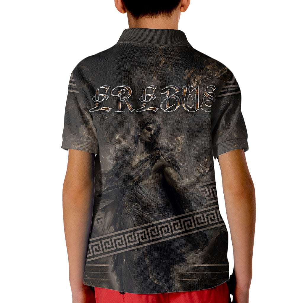 Greek Mythology Erebus Kid Polo Shirt God Of Darkness Classical Art Greek Key Pattern
