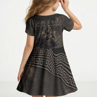Greek Mythology Erebus Kid Short Sleeve Dress God Of Darkness Classical Art Greek Key Pattern