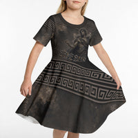 Greek Mythology Erebus Kid Short Sleeve Dress God Of Darkness Classical Art Greek Key Pattern