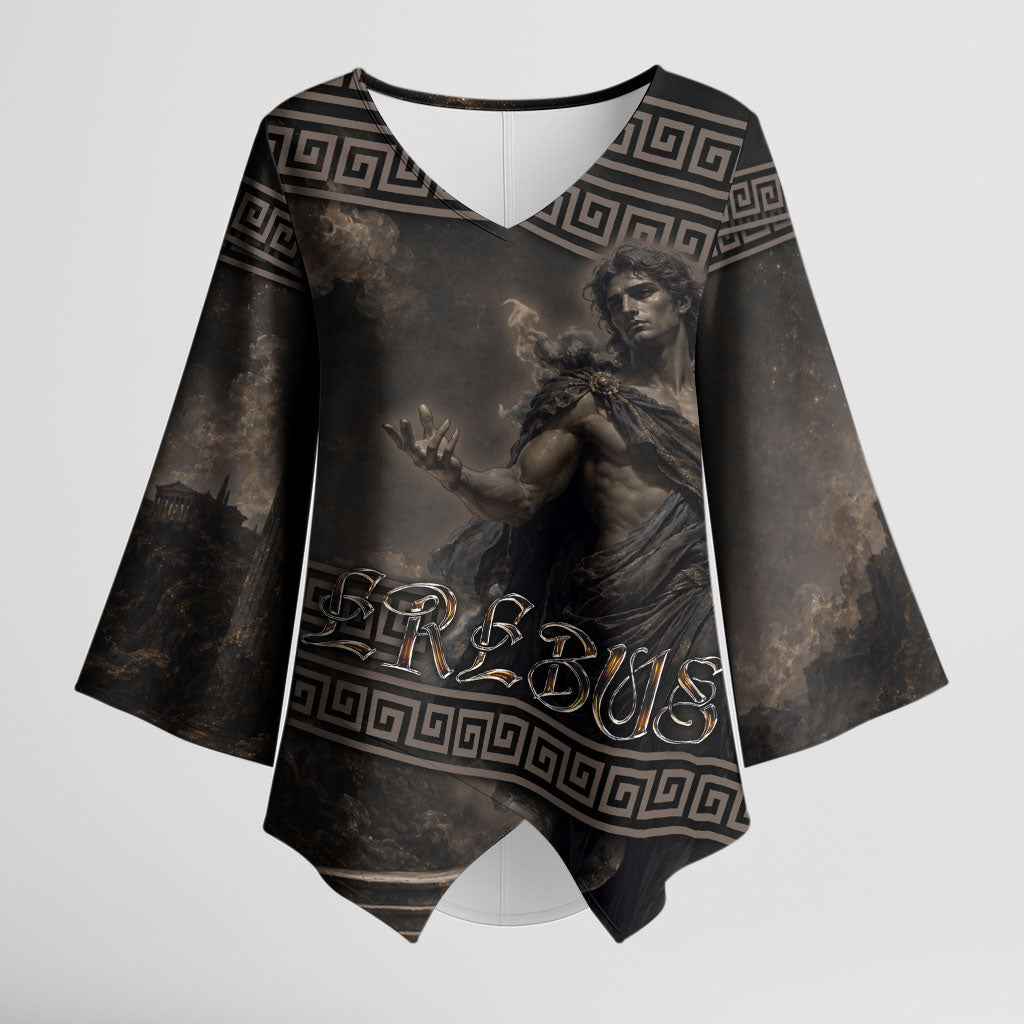 Greek Mythology Erebus Kimono Sleeve Blouse God Of Darkness Classical Art Greek Key Pattern