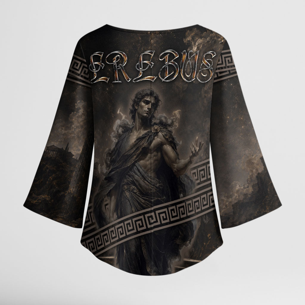 Greek Mythology Erebus Kimono Sleeve Blouse God Of Darkness Classical Art Greek Key Pattern