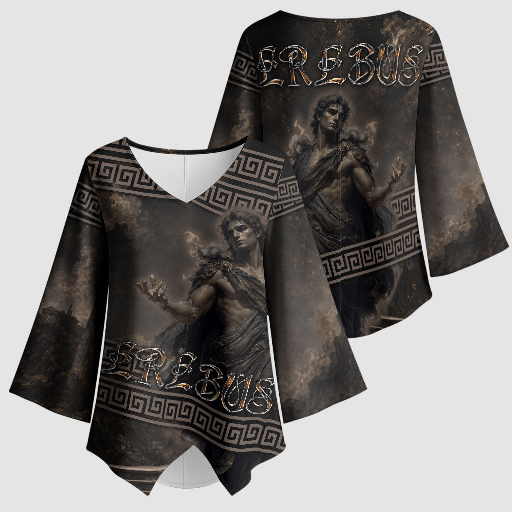 Greek Mythology Erebus Kimono Sleeve Blouse God Of Darkness Classical Art Greek Key Pattern