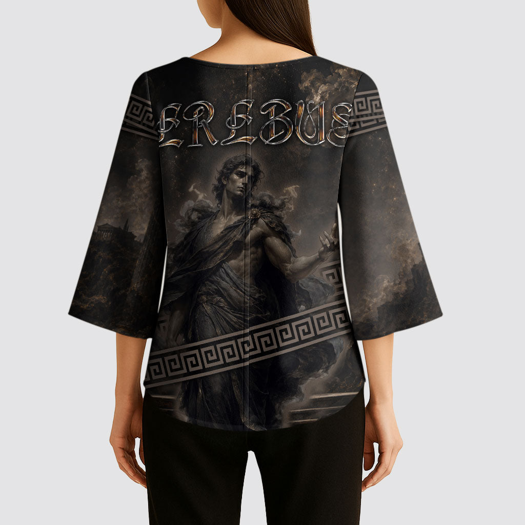 Greek Mythology Erebus Kimono Sleeve Blouse God Of Darkness Classical Art Greek Key Pattern
