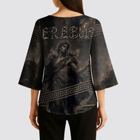 Greek Mythology Erebus Kimono Sleeve Blouse God Of Darkness Classical Art Greek Key Pattern