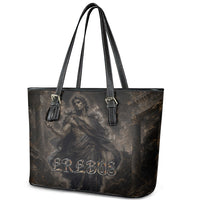 Greek Mythology Erebus Leather Tote Bag God Of Darkness Classical Art Greek Key Pattern