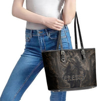Greek Mythology Erebus Leather Tote Bag God Of Darkness Classical Art Greek Key Pattern