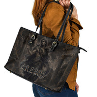 Greek Mythology Erebus Leather Tote Bag God Of Darkness Classical Art Greek Key Pattern